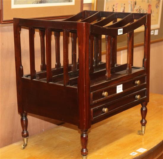 A Regency style mahogany four division canterbury W.48cm